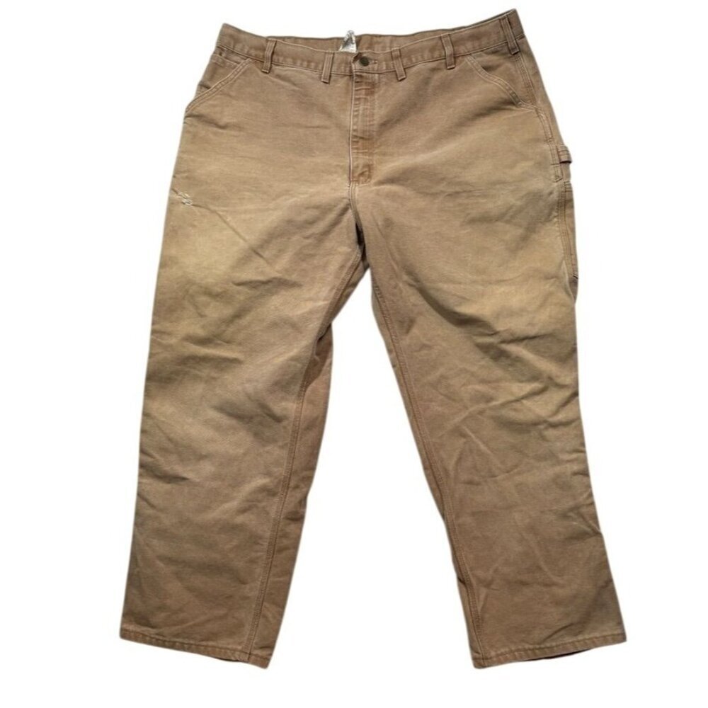 Vtg Carhartt Pants B11 Brown Canvas Dungaree Carpenter Workwear Y2K Mens 44x29